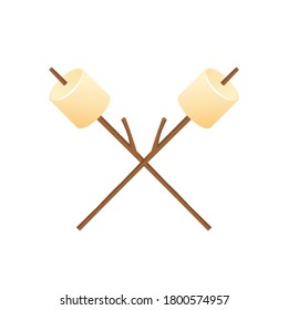 Marshmallow and stick vector. free space for text. wallpaper. background.