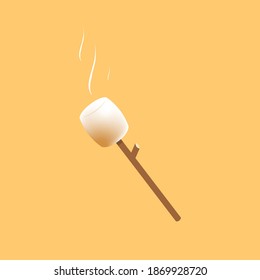 Marshmallow and stick vector. free space for text. wallpaper. Marshmallow  stick vector.