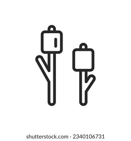 Marshmallow Sticks Icon. Vector Linear Illustration of Campfire Dessert with Roasted Marshmallows. Camping Equipment Symbol of Marshmallow Roasting.