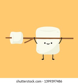 marshmallow vector. marshmallow character design. marshmallow stick vector.