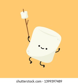 marshmallow vector. marshmallow character design. marshmallow stick vector.