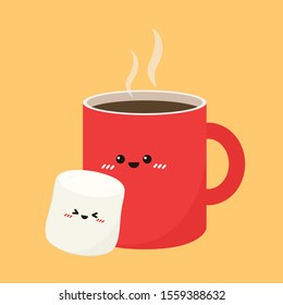 marshmallow vector. marshmallow character. wallpaper. coffee cup.