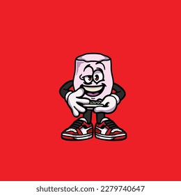 marshmallow vector hold joint nug weed cartoon