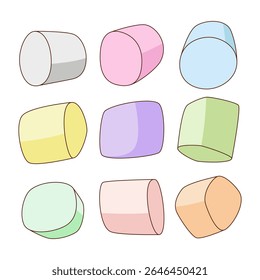 Ilustração do vetor de Marshmallow, fundo branco isolado.