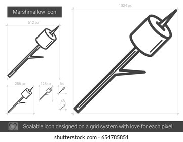 Icono de línea vectorial de malvavisco aislado en fondo blanco. Icono de línea de malvavisco para infografía, sitio web o aplicación. Icono escalable diseñado en un sistema de cuadrícula.