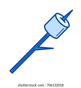 Marshmallow vector line icon isolated on white background. Marshmallow line icon for infographic, website or app. Blue icon designed on a grid system.