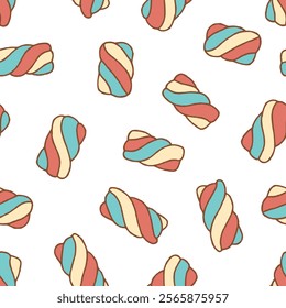 Marshmallow Vector Seamless Pattern illustration for Print, Wallpaper, Decoration.