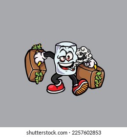 marshmallow vector smoking joint hold nug weed cartoon