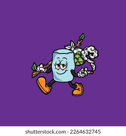 marshmallow vector smoking joint hold nug weed cartoon