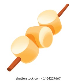 Marshmallow wood stick icon. Cartoon of marshmallow wood stick vector icon for web design isolated on white background