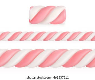 Marshmallows Candy, Vector Seamless Pattern