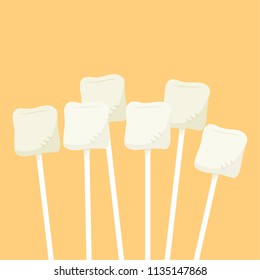 Marshmallows cartoon vector. free space for text. wallpaper. background. label.