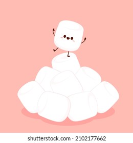 Marshmallows character design. Pile of marshmallows.