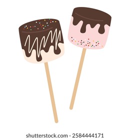 marshmallows with chocolate dipped illustration