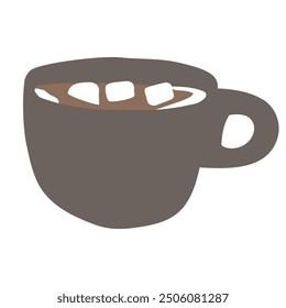 Marshmallows coffee. Flat vector hand drawn design. Illustration on white background.