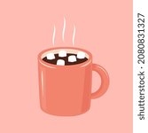 Marshmallows and cup of chocolate. White Marshmallow in coffee cup. cocoa.