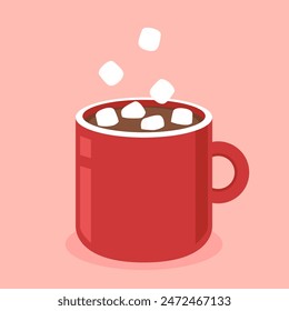 Marshmallows and cup of chocolate. White Marshmallow in coffee cup. cocoa.