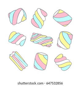 Marshmallows. Illustration set.