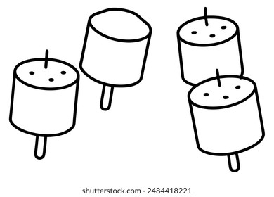 Marshmallows line art sketch minimalist sweet artwork