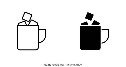 Marshmallows Mug flat simple vector icons illustration set.