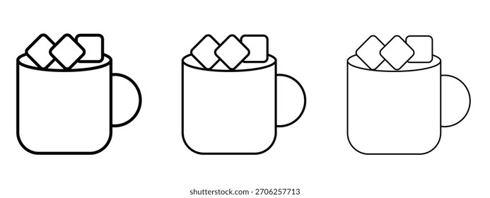 Marshmallows Mug icon linear style sign for mobile concept and web design.