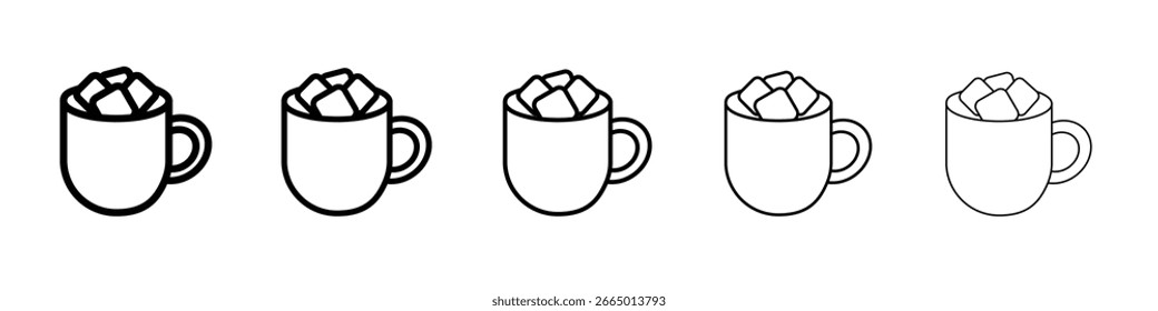 Concepto de símbolo de taza de malvaviscos para Diseño web. icono de Vector de línea simple. ilustración de logotipo.