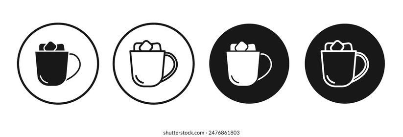 Marshmallows Mug line vector icon set.