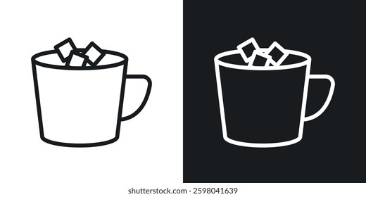 Marshmallows Mug vector icon set in black and white color.
