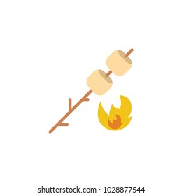 Marshmallows on campfire, vector icons