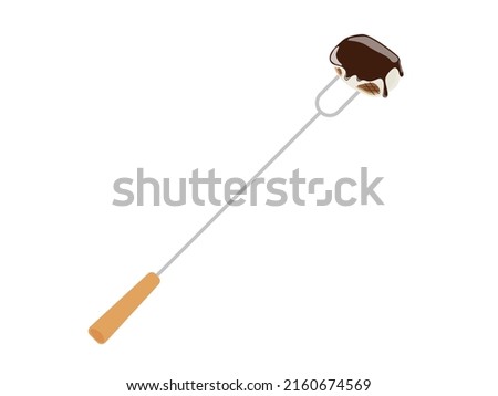 Marshmallows on skewers to eat at camps.Vector illustration of baked marshmallow.