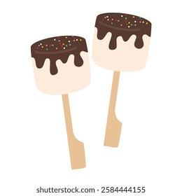 Marshmallows on Stick and Chocolate illustration design