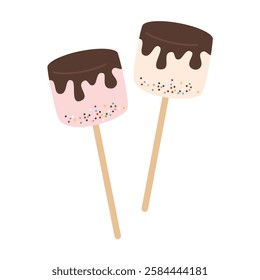 Marshmallows on Stick and Chocolate illustration