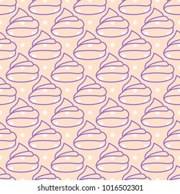 Marshmallows pink seamless vector pattern. Girlish cute background.