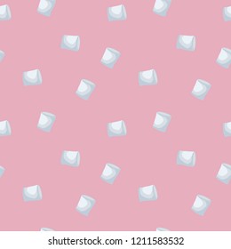 Marshmallows seamless pattern isolated on pink background. Cartoon vector illustration in flat style.