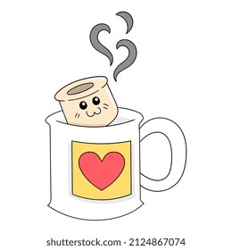 marshmello body warm drink, vector illustration art. doodle icon image kawaii.