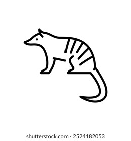 Marsupial anteater black line illustration. Animals of Australia. Editable stroke.