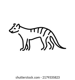 Marsupial wolf color line illustration. Animals of Australia.