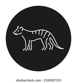 Marsupial wolf color line illustration. Animals of Australia.