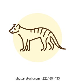 Marsupial wolf color line illustration. Animals of Australia