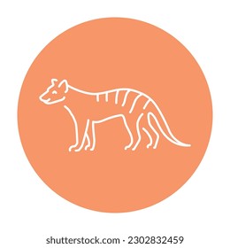 Marsupial wolf color line illustration. Animals of Australia.