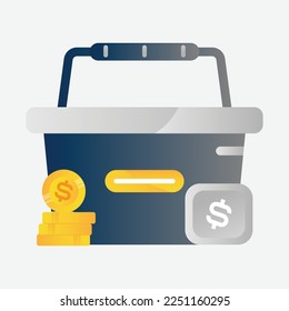 Mart basket icon illustration. Product market retail object. Basket gradient icon style