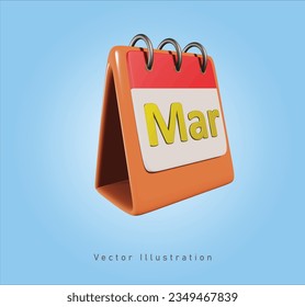 mart calendar sign in 3d vector illustration