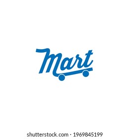 Mart logo, illustration lettering cart, typography symbol.