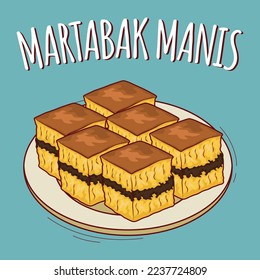 Martabak manis illustration Indonesian food with cartoon style