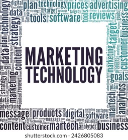 Martech Marketing Technology word cloud conceptual design isolated on white background.