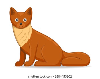 Marten animal standing on a white background. Cartoon style vector illustration