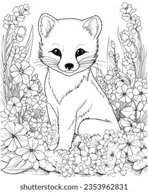 Marten flower coloring page  line art 