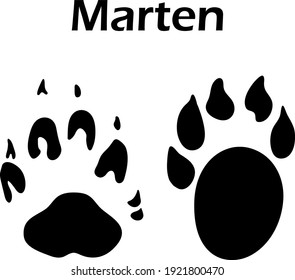 Marten Footprint. Black Silhouette Design. Vector Illustration.