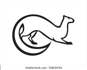 Marten logo, white and black stylized image, vector isolated.