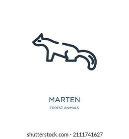 marten thin line icon. animal, bear linear icons from forest animals concept isolated outline sign. Vector illustration symbol element for web design and apps.